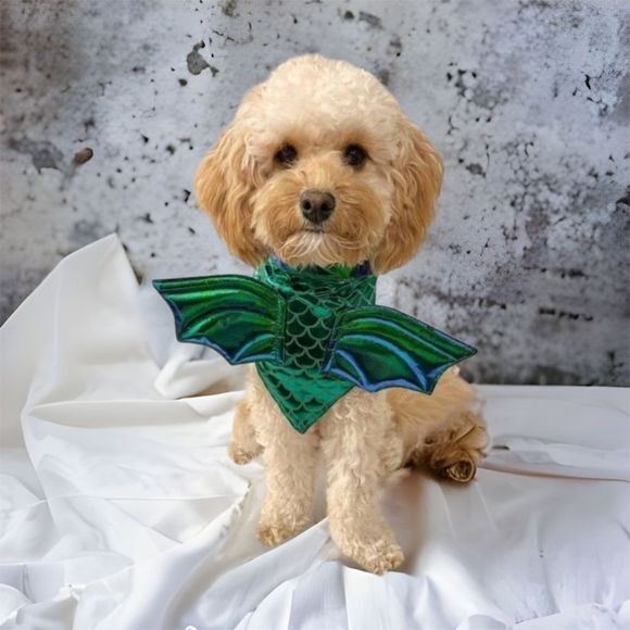 Hyde and Eek Pet Bandana Collar Slide Dragon‎ Scales Wings Costume Green OS - Picture 1 of 5
